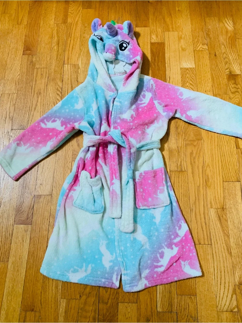 Unicorns Girls Bathrobe / Cover Up, Size M  Halloween Costume, Make Believe, EUC